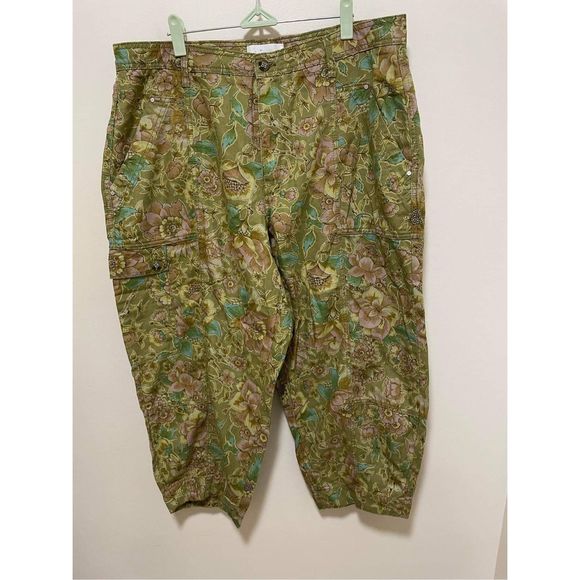 Anthropologie Women's Boho Floral Print Cargo Pants Size 16 - Picture 1 of 4
